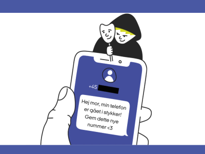 Billede fra kampagnen ”bekendt i knibe”-svindel, sikkerdigital.dk