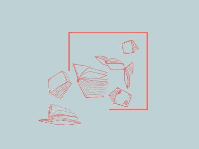 Bøger der falder dalende ned.