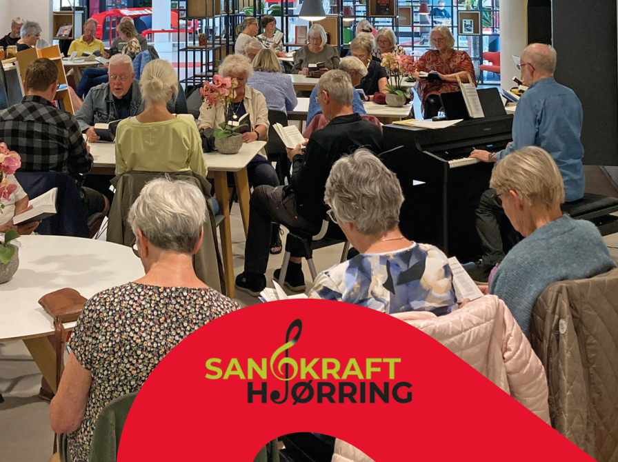 Morgensang på Hjørring Bibliotek og Sangkraft Hjørring logo
