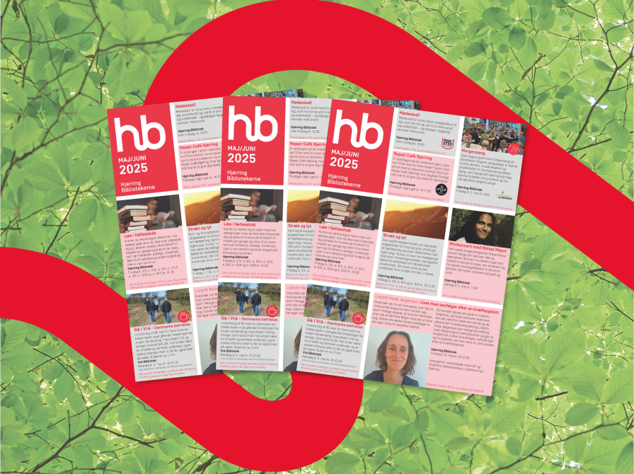 Programforside for maj og juni måned på Hjørring Bibliotekerne